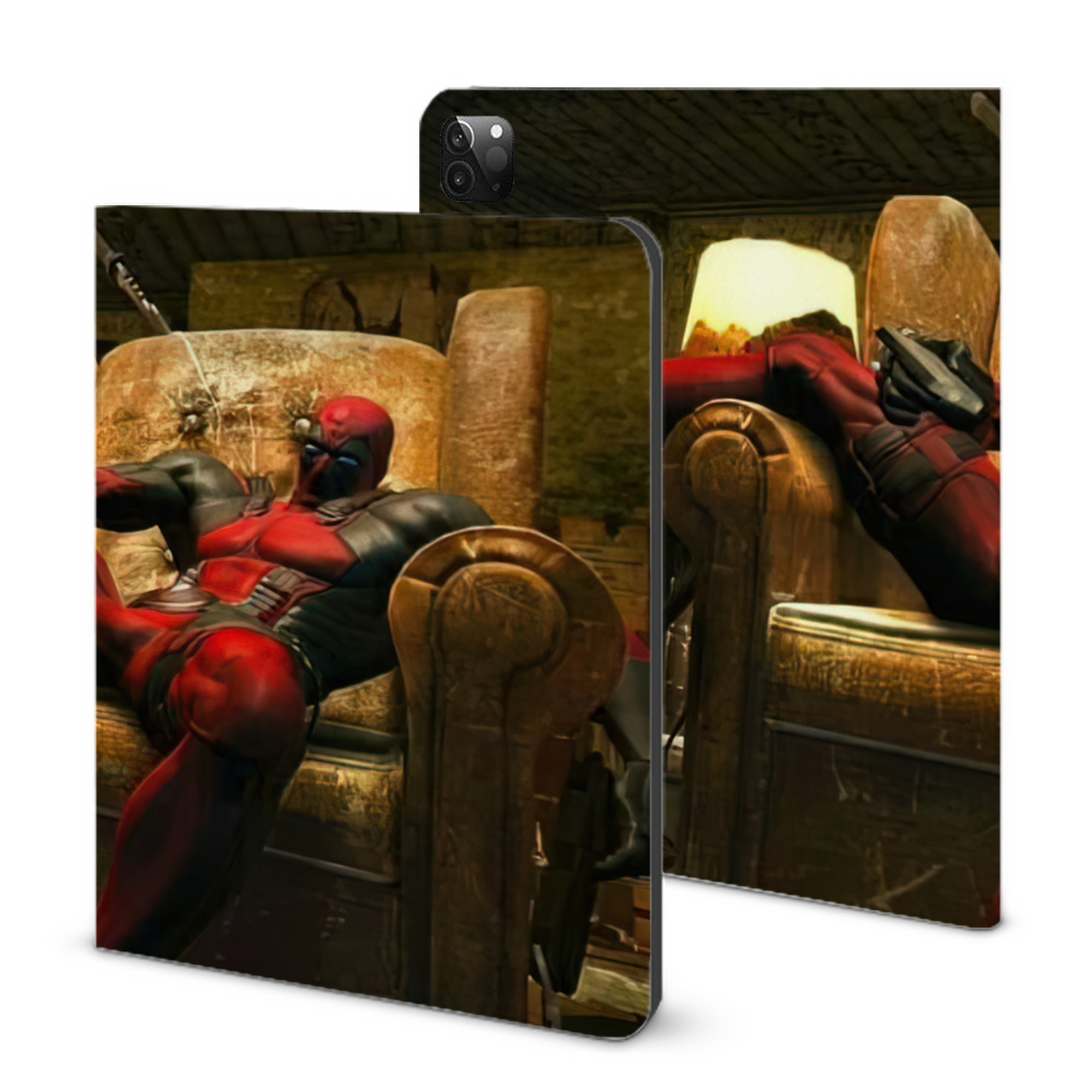 （画像用） Deadpool デッドプール IPadケース ペンホルダー付き ブックスタイルデザイン
